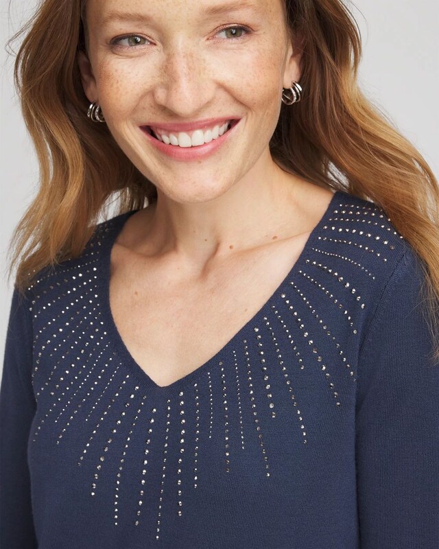 Ella Embellished V-Neck Sweater - image 4